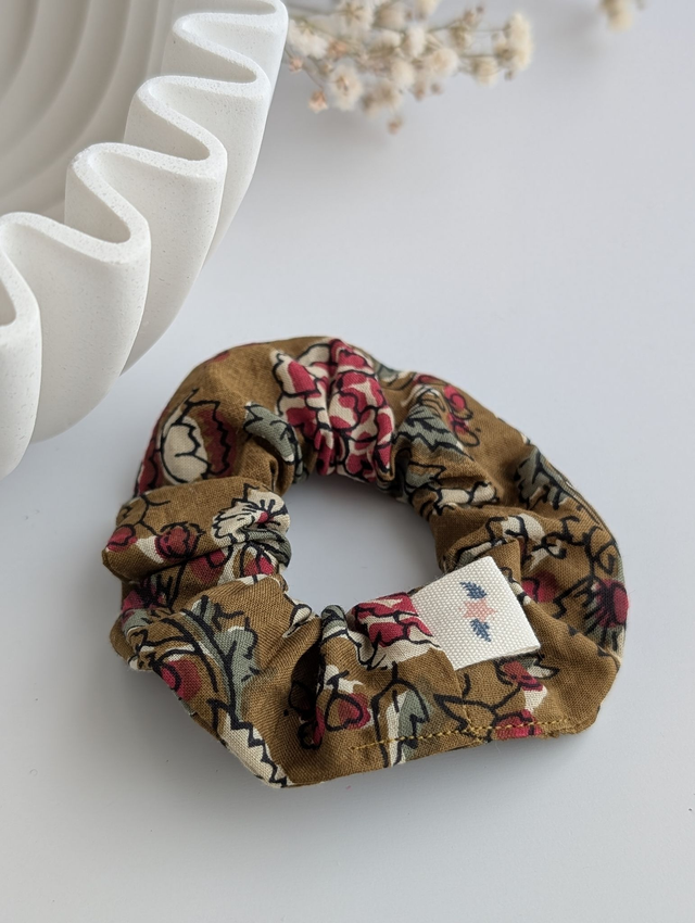 Chouchou Esprit indien olive fleuri framboise Enfant et Adulte