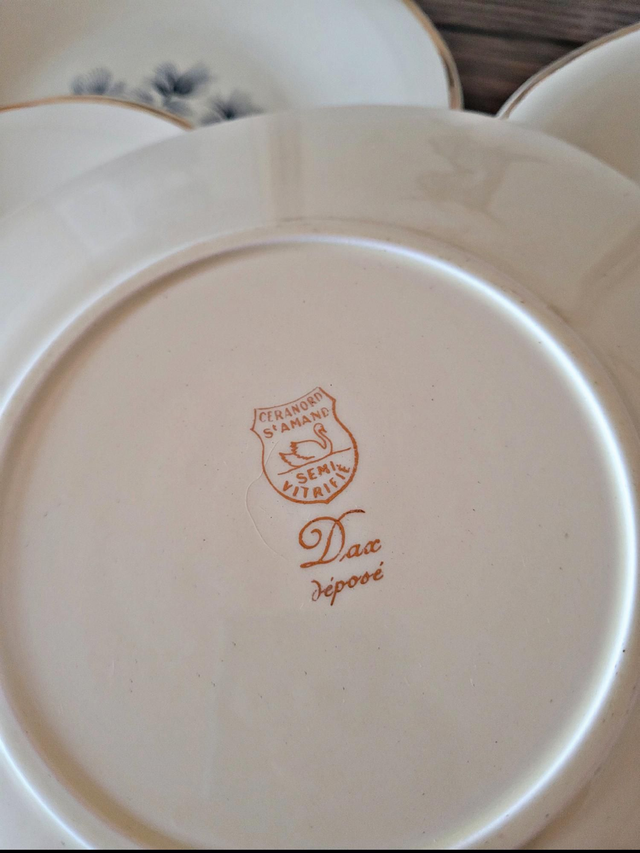 Assiettes plates Ceranord Saint Amand Dax, pommes de pin (par 6)