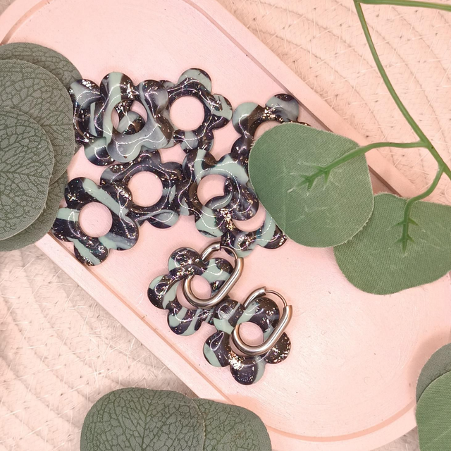 "Flora" Noir et bleu