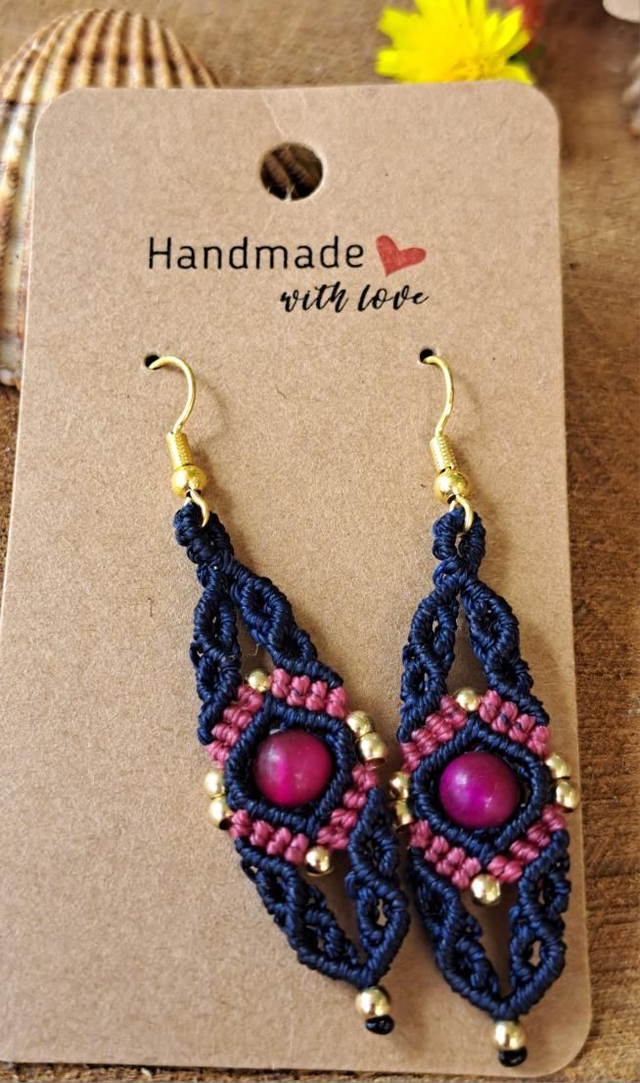 Boucles d'oreilles micro-macramé Arabesque