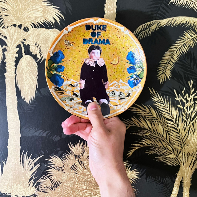 "Duke of Drama" Gold Upcycled Wall Plate - House of Frisson