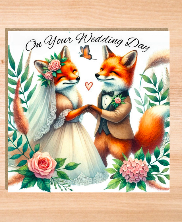 Fox Wedding Day Card