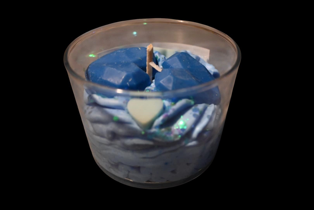 Bougie cœur bleu gourmande