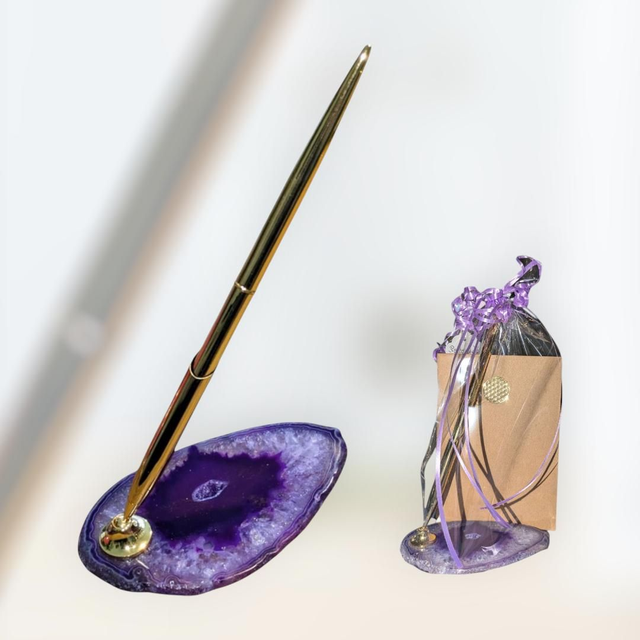 Porte-stylo en tranche d'agate