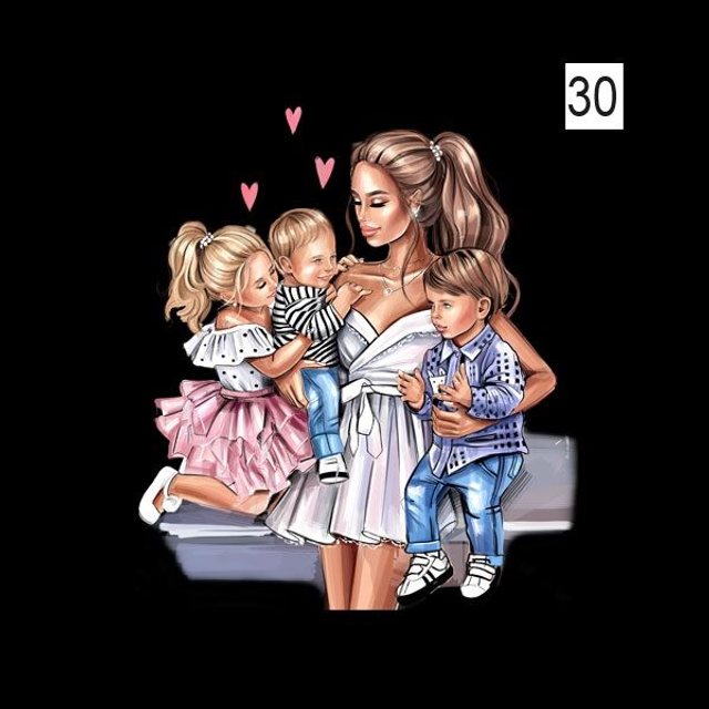 Panneau mom and kids en Polyester - 30x30cm