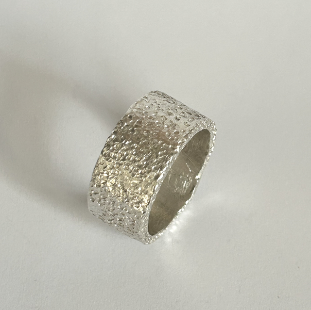 Chunky Sterling Silver Ring Size Q, 1 cm wide