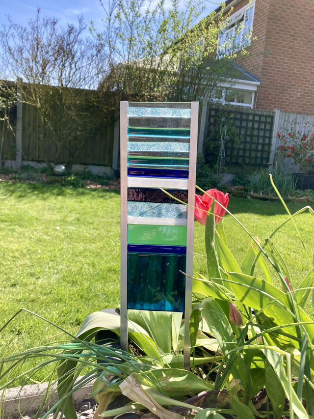 Blue horizons garden art panel