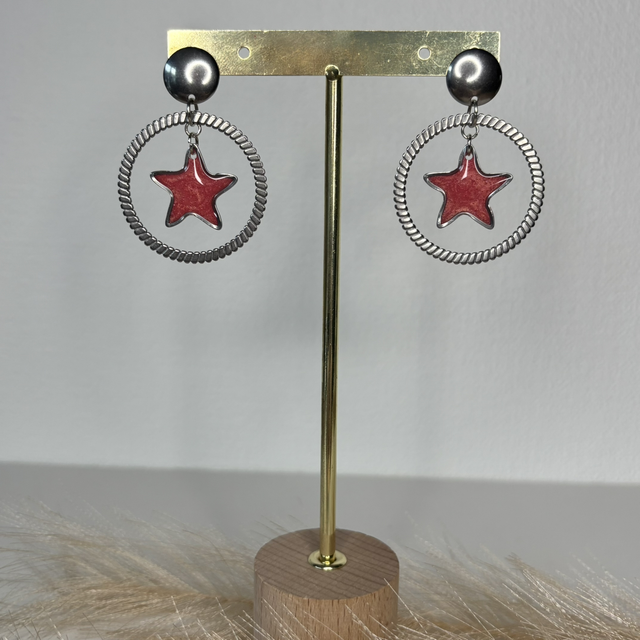 Boucles d’oreilles étoile rose