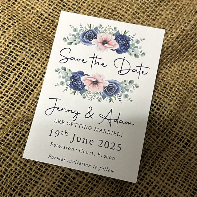 Navy &amp; blush pink  - save the date / save the evening cards