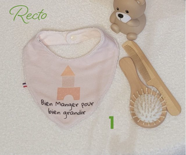 Bavoir bandana double face petit ourson