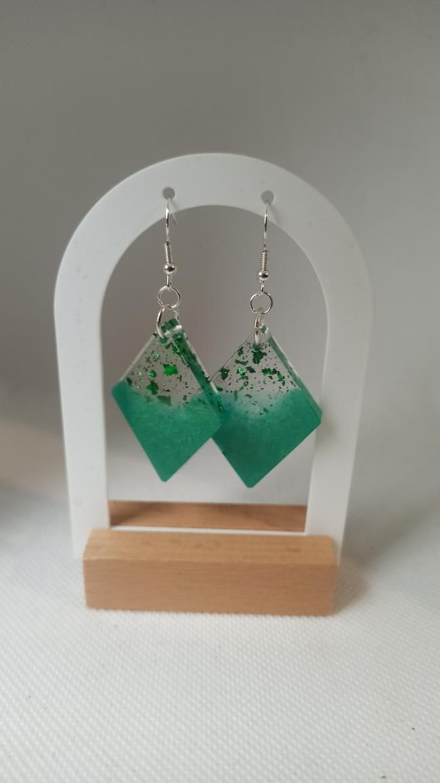 Boucle d'oreille vert pailleté BO205