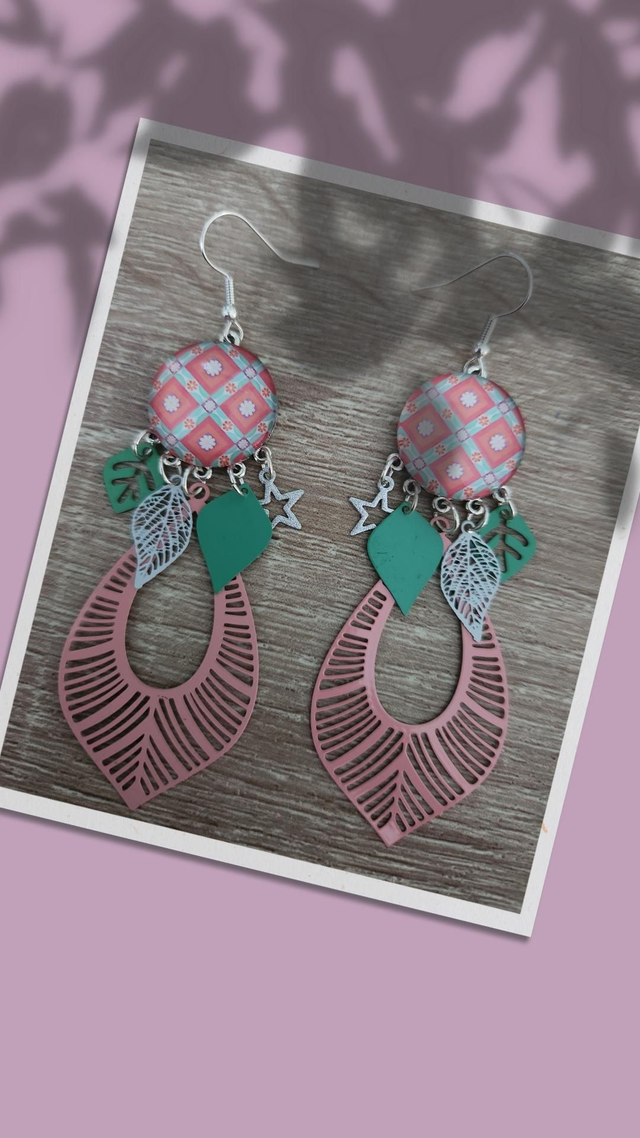 Boucles cabochon motif 176
