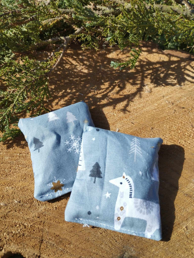 Bouillottes sèches de poche - Noël bleu