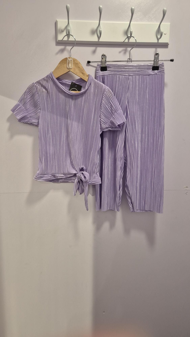 Side Tie T-Shirt &amp; Wide Leg Pant Set