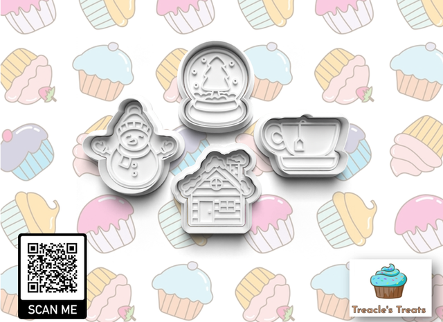 Winter Theme Fondant/cookie stamps with cutters (Set 2)