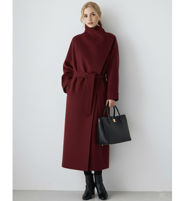 Cappotto lungo bordeaux 