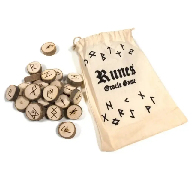 Oracle des Runes en Bois de Peuplier – Divination &amp; Sagesse Nordique 25 pieces