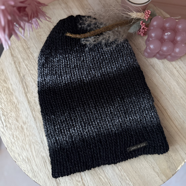 Bonnet en tricot - Noir et gris