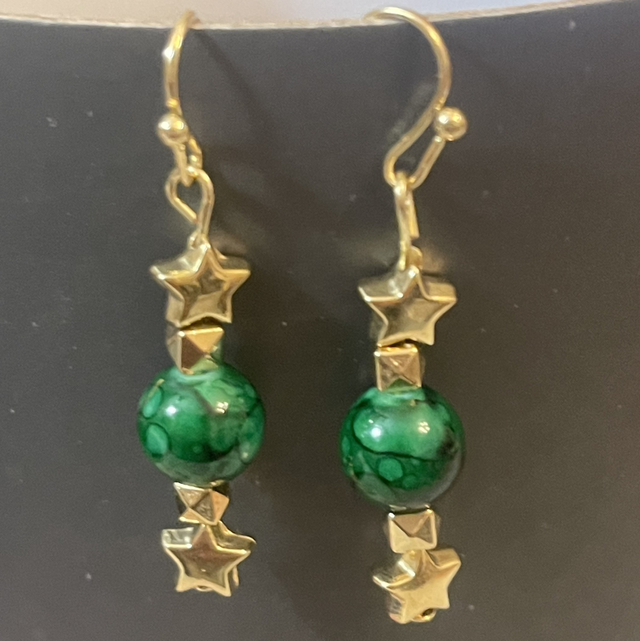 BO38 - Boucles d’oreilles perles en verre vertes