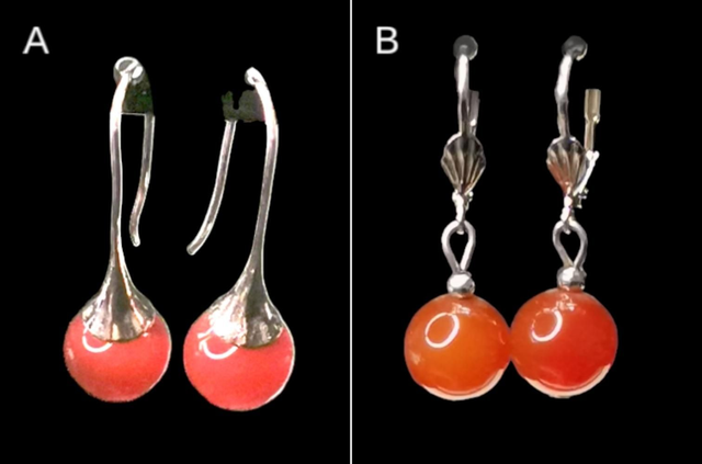 Boucles d&#039;oreilles agate rouge 