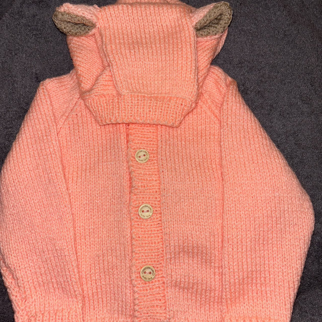 Peach bear hooded cardigan 1-2years 