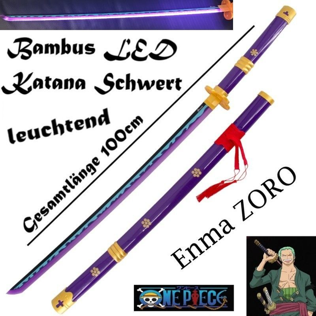 NEU Bambus LED Licht Samurai Schwert Katana 100cm für Cosplay One Piece Zoro Merch Deko