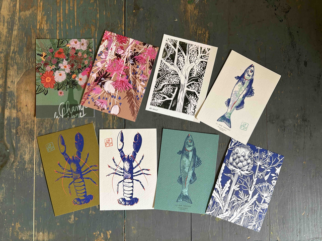 8 Cartes postales (cartes de voeux ?) Mer Nature / 8 Postcards Sea &amp; Nature