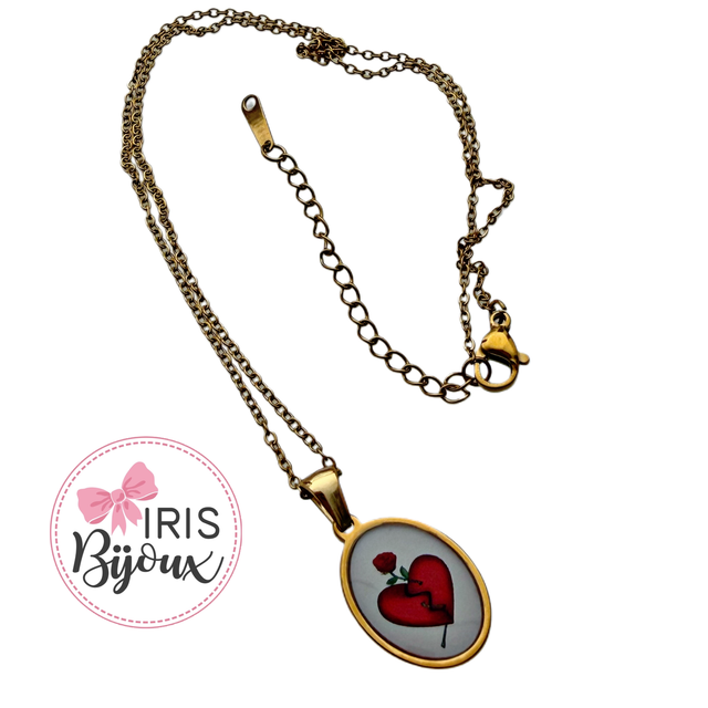 Collana girocollo cuore ricucito 