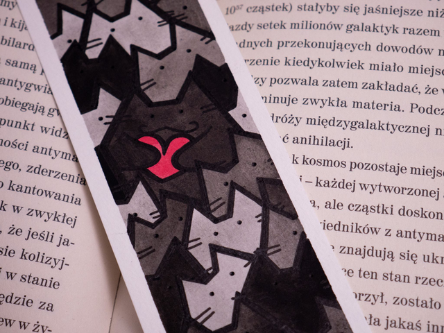CZARNE KOTKI zakładka do książki, ręcznie malowana akwarela