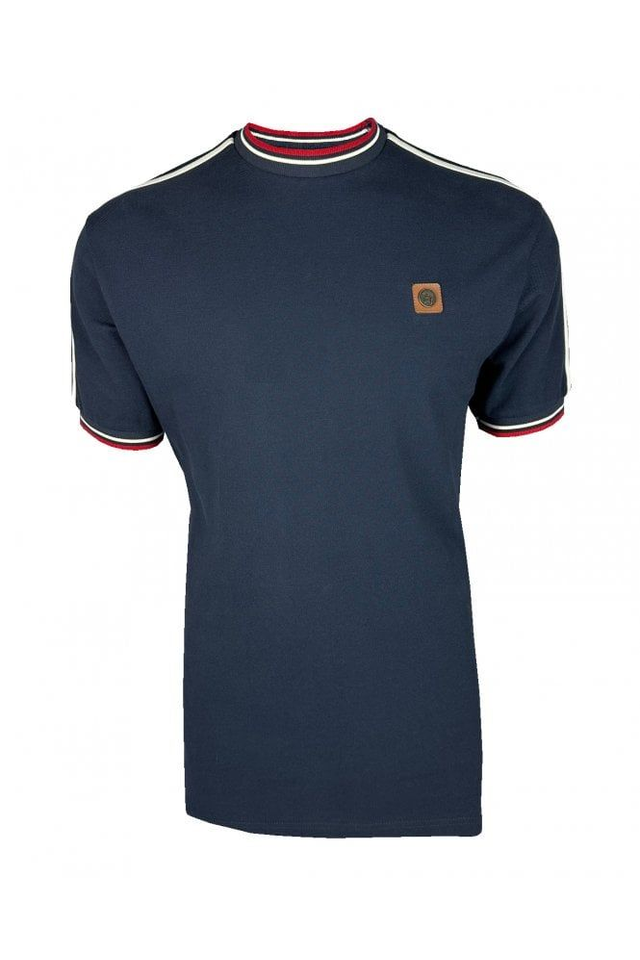 Trojan TC1042 Three Colour Tipped Pique Tee - Navy 