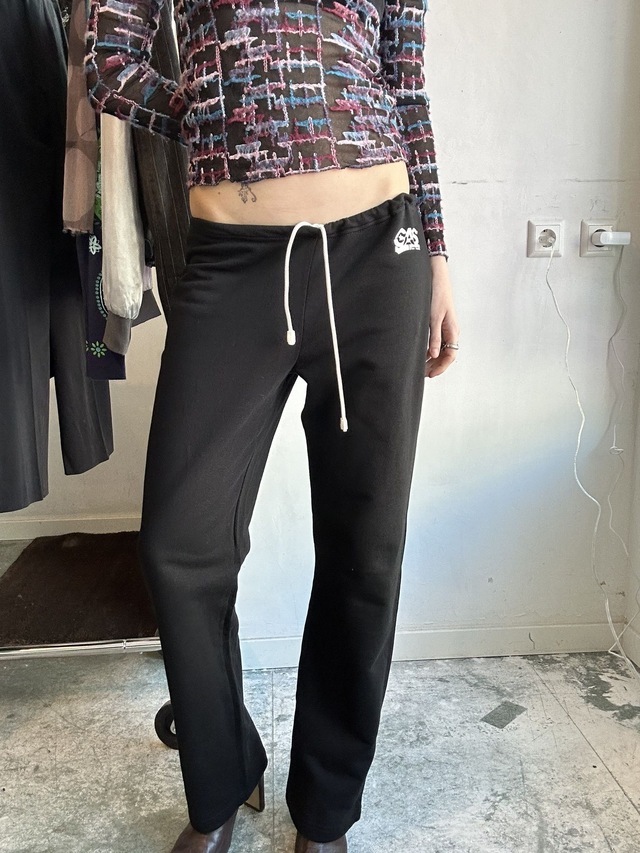 gas black low waist trainers pants