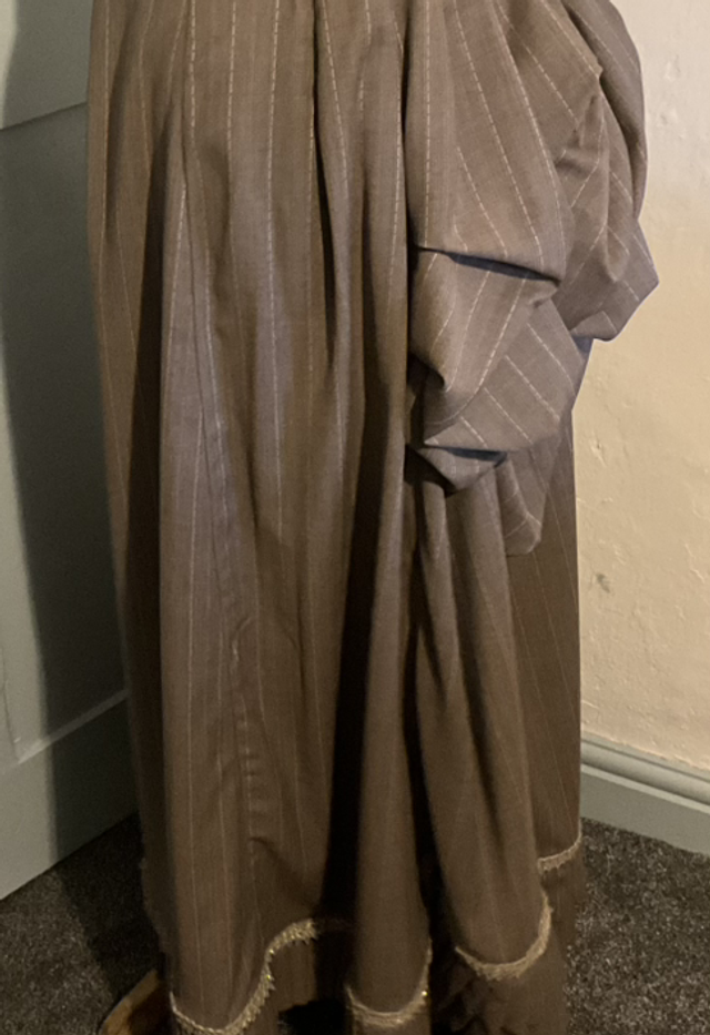 Victorian brown stripe bustle skirt