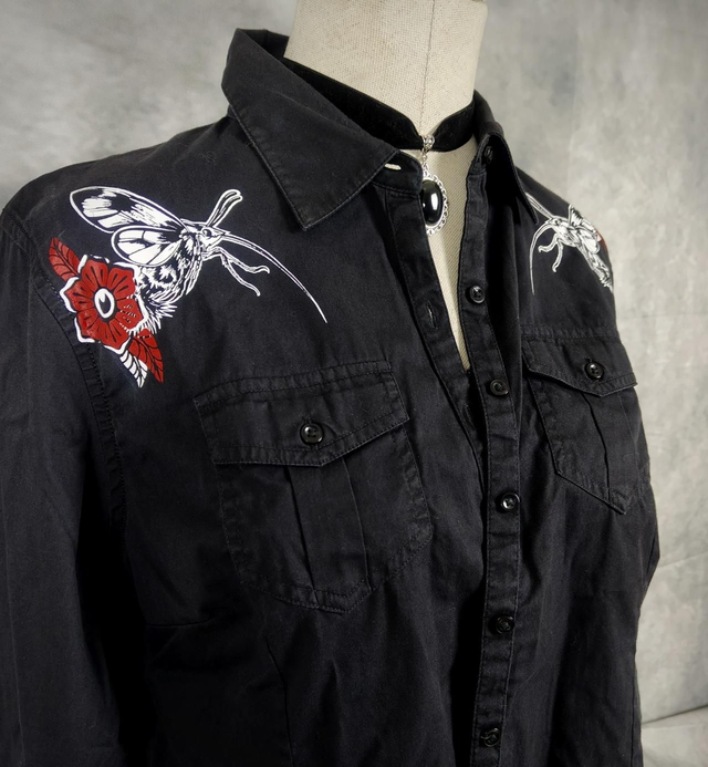 Chemise style Pin up "Hot Rod Lupo" Black