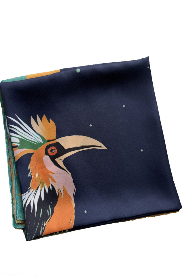 Foulard carré Hornbill Nuit Satiné 70 cm x 70 cm