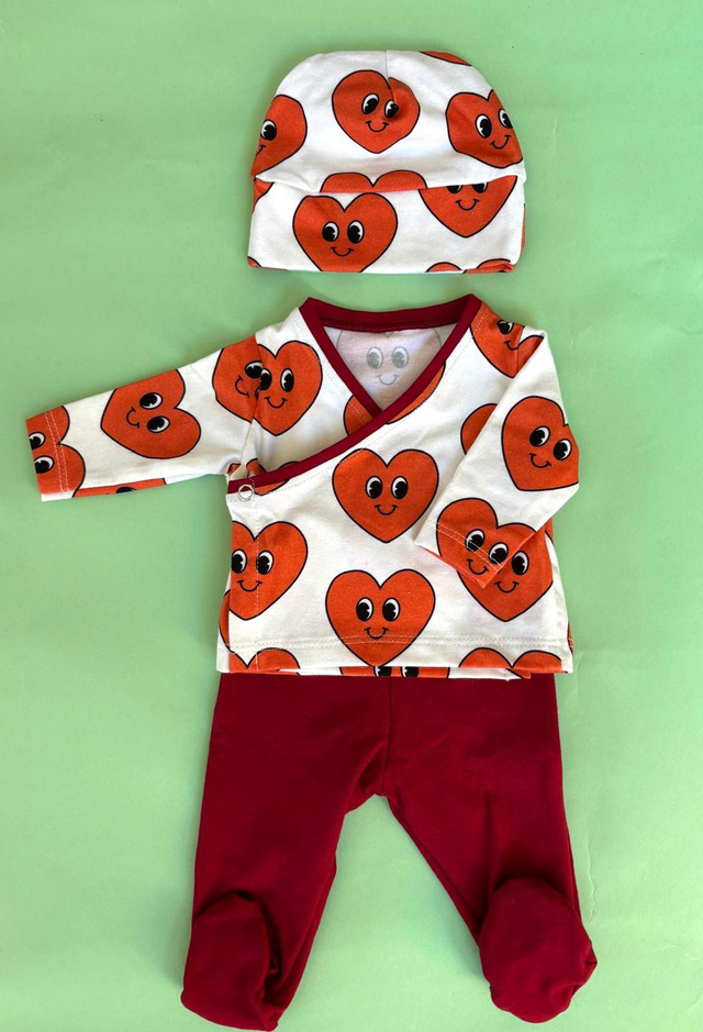 Ajuar Algodón Orgánico con Estampado de Corazones