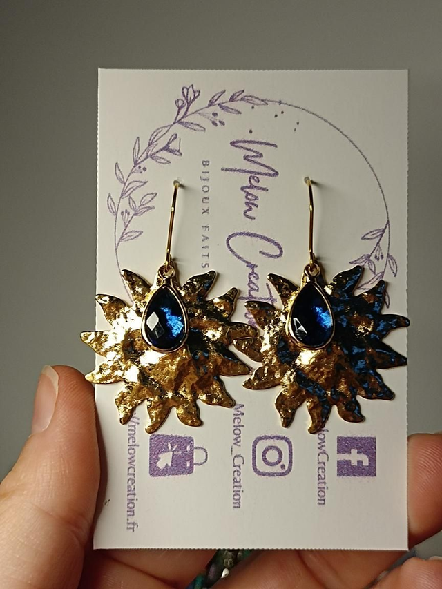 Boucles Petit Soleil Pierre Bleue