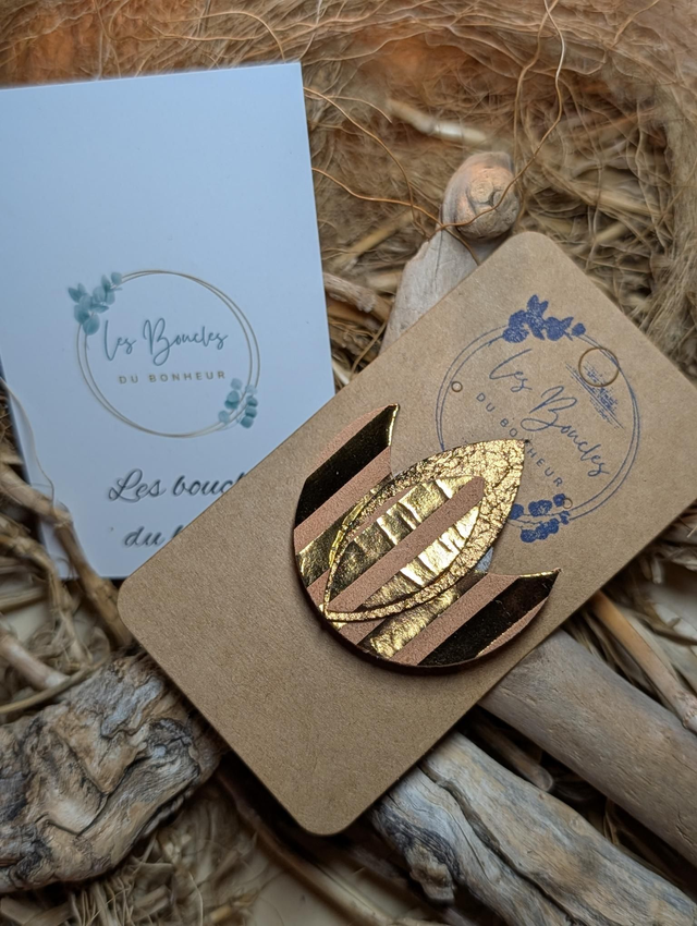 Broche lotus bronze beige b004