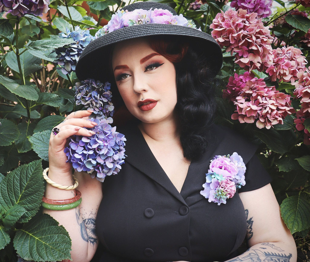 Parure chapeau &amp; broche • violet dream