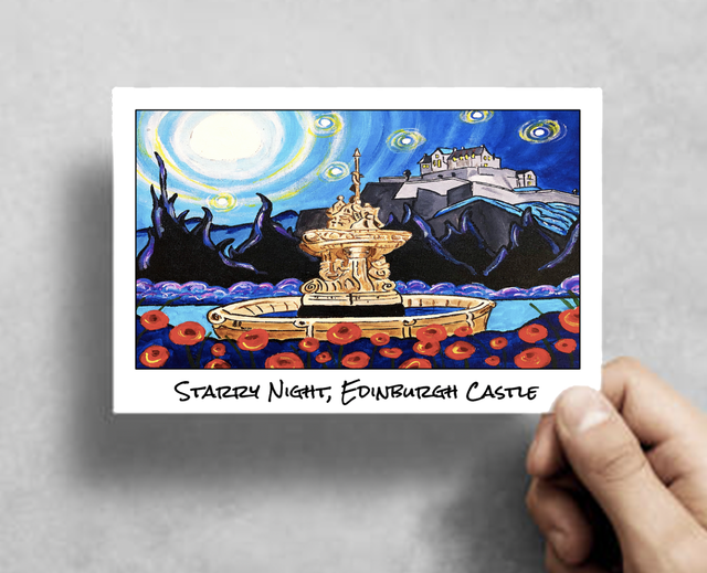 X10 Postcards - Starry Night Edinburgh Castle (40p per unit)