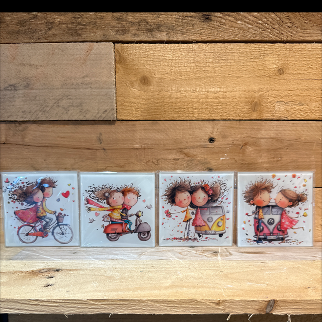 Young Couple Glass Coaster 