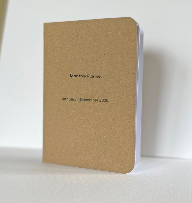 January - December 2026 Monthly planner | Academic planner| Personal month planner | Sizes A5, A6, A7 Pocket calendar  | rounded corners