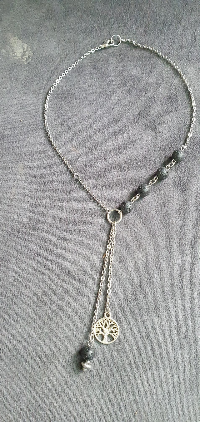Collier acier inoxydable en Pierre de lave