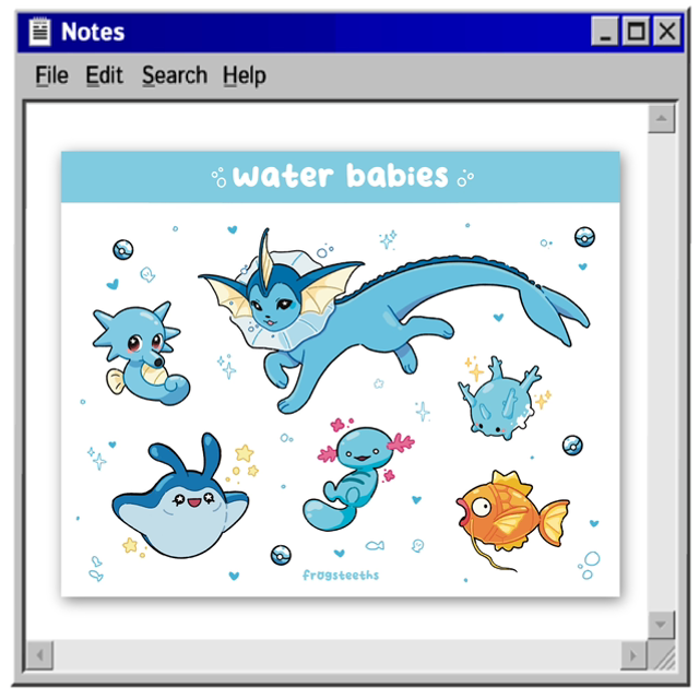 - Pokémon - water babies vinyl stickersheet 
