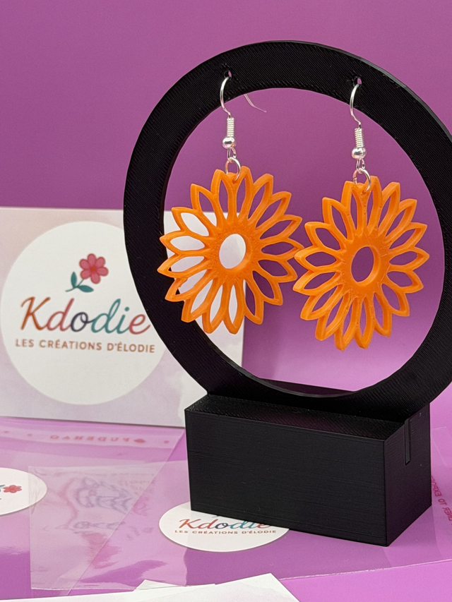 Boucles d'oreilles Tournesol - Attaches Crochet