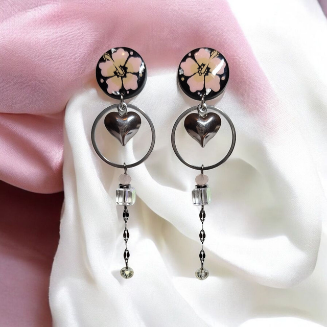 Boucles d'oreilles Flora rose