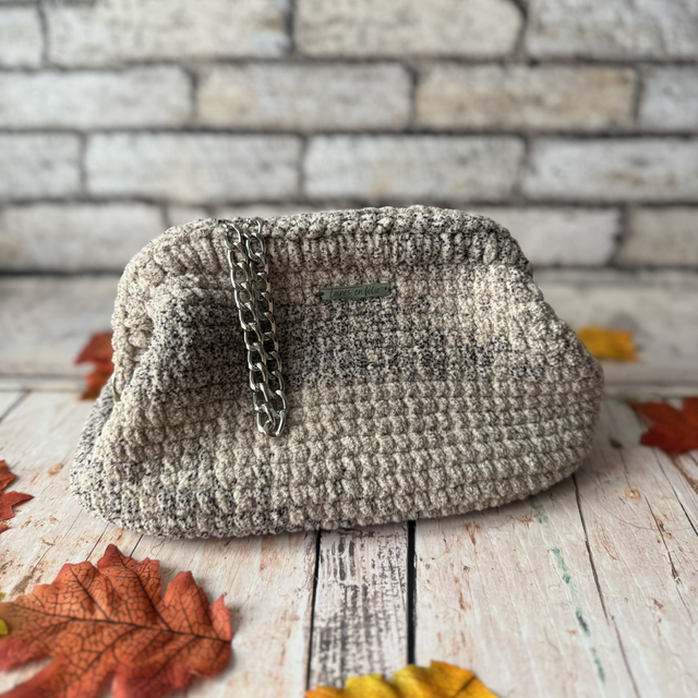 Sac Pochette Beige Chiné – Fait main en Haute-Savoie