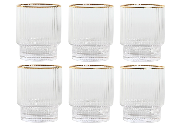 SET 6 VASOS CRISTAL RAYADO
