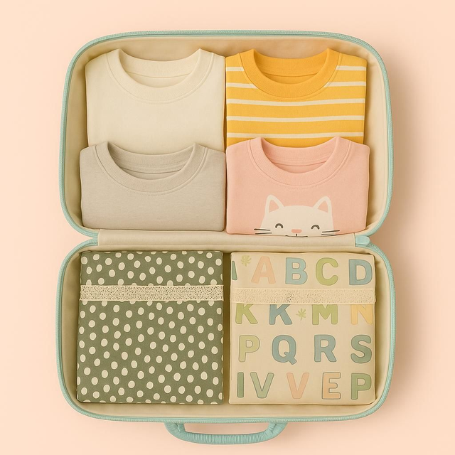 Lot de pLot de 7 Pochons de Voyage pour Enfant – Organisation Douce et Pratiqueochon de voyage