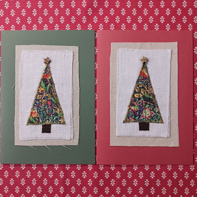 William Morris Textile Art Christmas Tree Cards set of 2