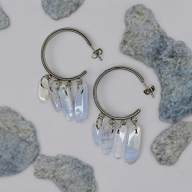 Boucles d'oreilles KIMI - agate blue lace / amazonite